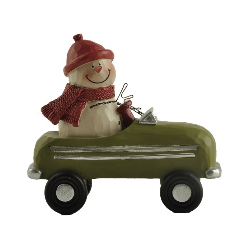 8.5CM Snowman In Green Toy Car Polyresin Decoration-GOON- Christmas Decoration, Halloween Decor, Harvest Decor, Easter Decor, Thanksgiving Day Decor, Party Decor