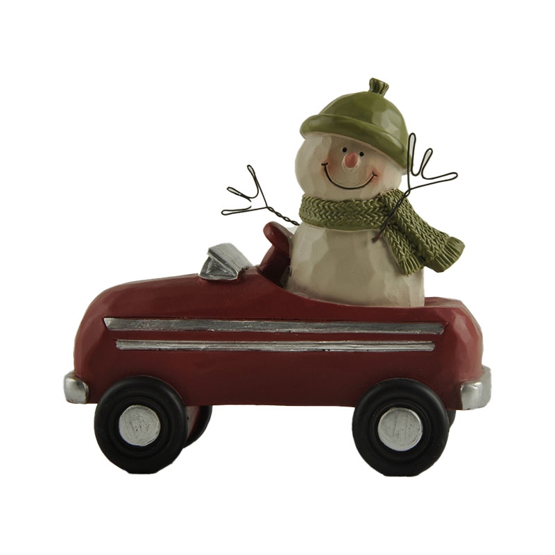 8.5CM Snowman In Red Toy Car Polyresin Decoration-GOON- Christmas Decoration, Halloween Decor, Harvest Decor, Easter Decor, Thanksgiving Day Decor, Party Decor