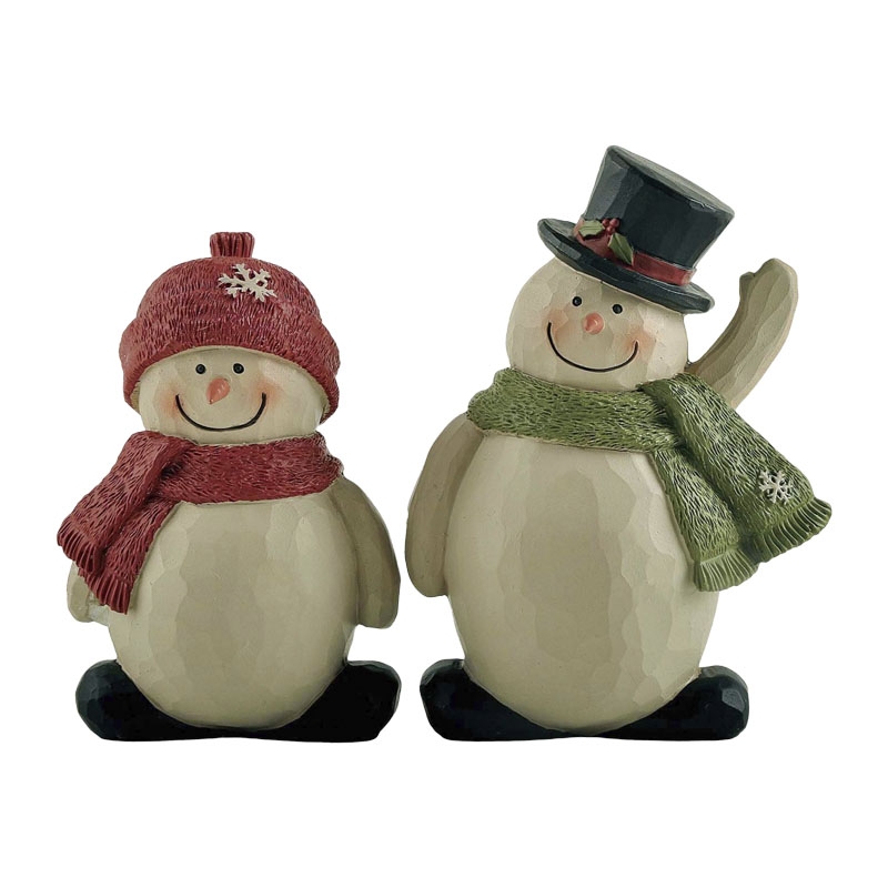 8.4CM Set Of 2 Snowman Couple Polyresin Decoration-GOON- Home Decoration, Christmas Decoration, Halloween Decor, Harvest Decor, Easter Decor, Thanksgiving Day Decor, Party Decor