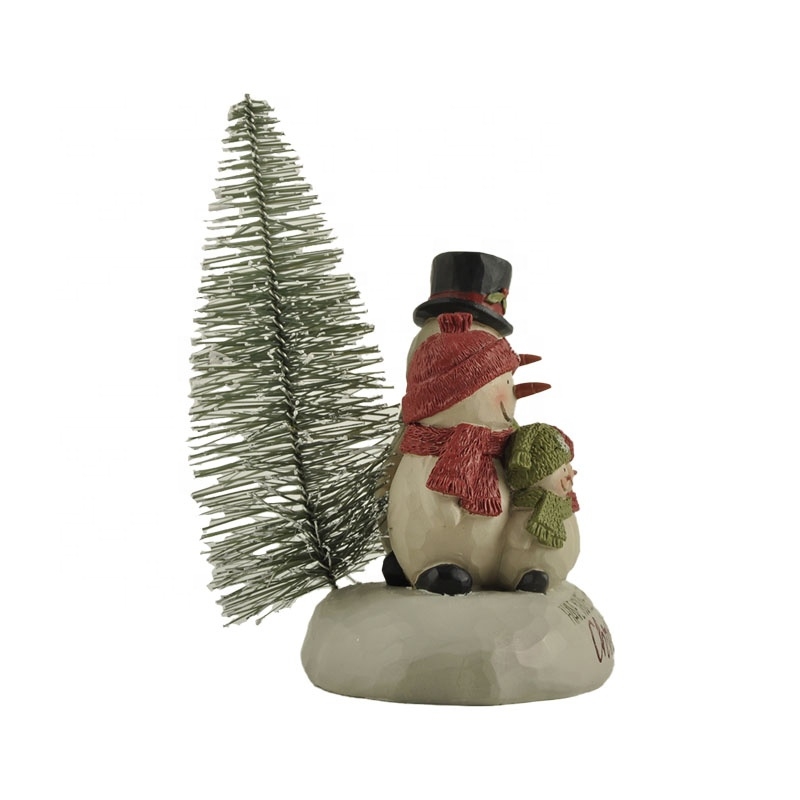 12CM ‘Have Yourself A Merry Little Christmas’ Snowman Family Of 4 & Tree On Base Polyresin Decoration-GOON- Christmas Decoration, Halloween Decor, Harvest Decor, Easter Decor, Thanksgiving Day Decor, Party Decor