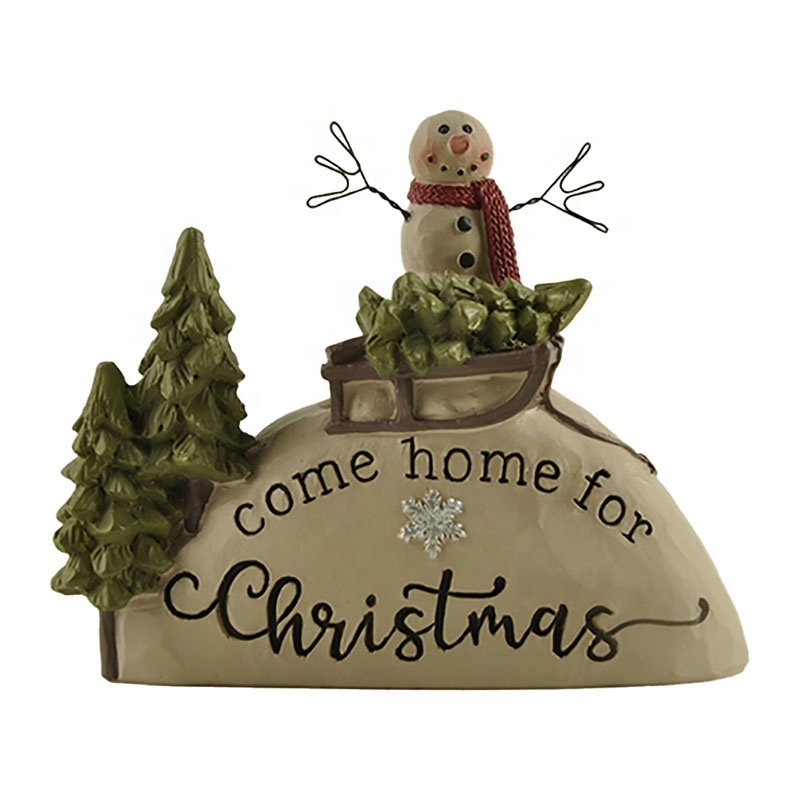8.5CM ‘Come Home For Christmas’ Snowman On Hill Polyresin Decoration-GOON- Christmas Decoration, Halloween Decor, Harvest Decor, Easter Decor, Thanksgiving Day Decor, Party Decor