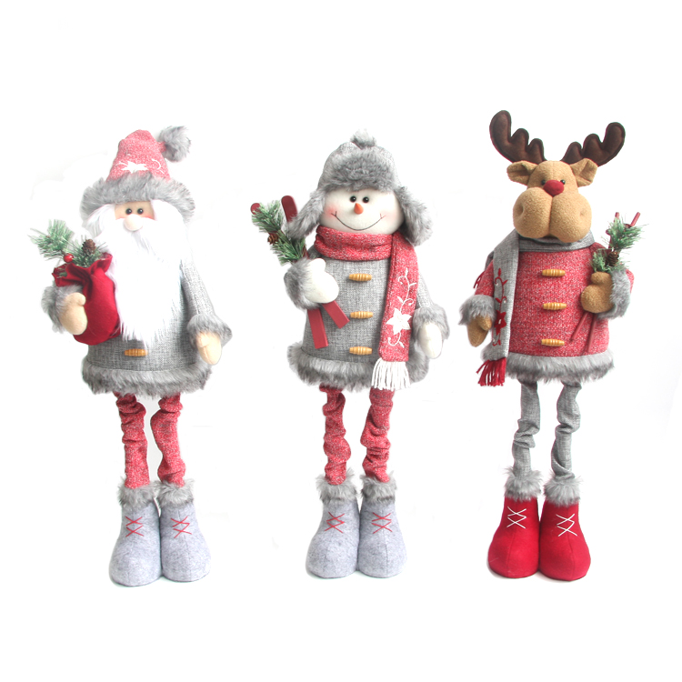 61cmH*20cmW*11cmD Santa Reindeer Snowman Fabric Standing Christmas Long Legs Dolls-GOON- Christmas Decoration, Halloween Decor, Harvest Decor, Easter Decor, Thanksgiving Day Decor, Party Decor