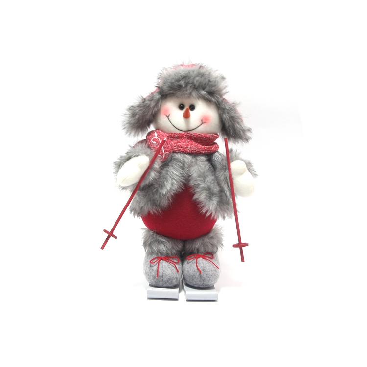 30.5cmH*15cmW*11cmD Skiing Santa Reindeer Snowman Fabric Christmas Standing Plush Toy-GOON- Christmas Decoration, Halloween Decor, Harvest Decor, Easter Decor, Thanksgiving Day Decor, Party Decor