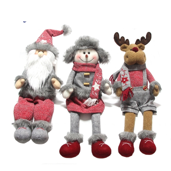 46cmH*14cmW*7.6cmD Santa Reindeer Snowman Fabric Stuffed Christmas Sitting Plush Toy-GOON- Christmas Decoration, Halloween Decor, Harvest Decor, Easter Decor, Thanksgiving Day Decor, Party Decor