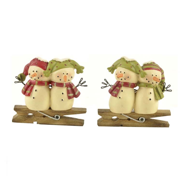 4.5CM Clip S/2 Snowman Couples (M2) Polyresin Decoration-GOON- Christmas Decoration, Halloween Decor, Harvest Decor, Easter Decor, Thanksgiving Day Decor, Party Decor