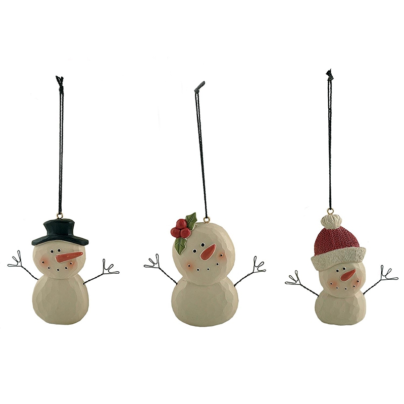 7.5CM Polyresin Set Of 3 Snowman Ornaments Polyresin Decoration-GOON- Christmas Decoration, Halloween Decor, Harvest Decor, Easter Decor, Thanksgiving Day Decor, Party Decor