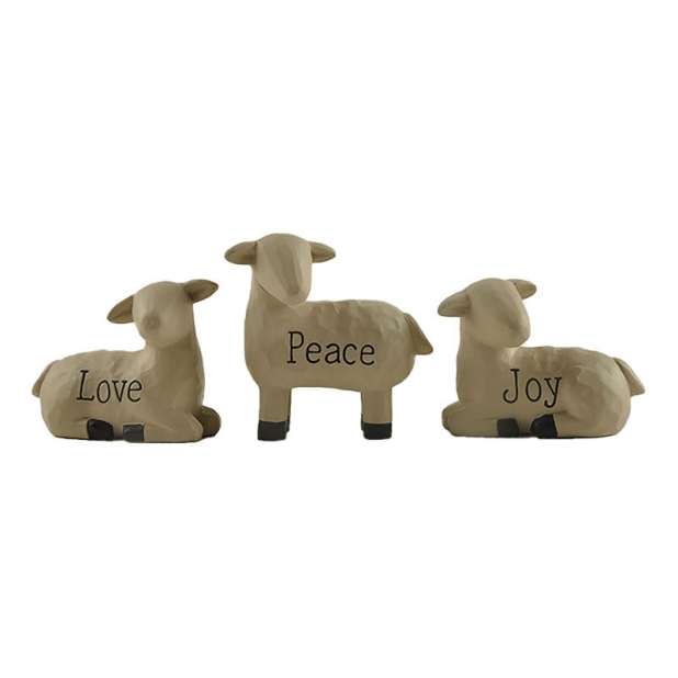 4.6CM Set of 3 Resin Sheep With Peach Joy Love For Home Decor-GOON- Christmas Decoration, Halloween Decor, Harvest Decor, Easter Decor, Thanksgiving Day Decor, Party Decor