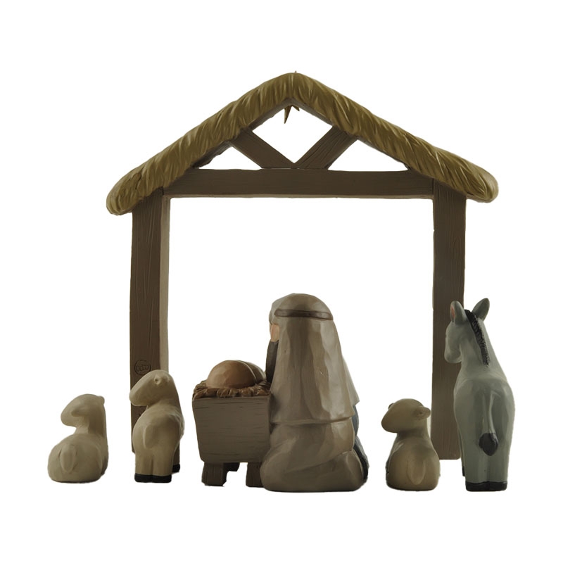 14CM Set of 6 Nativity With Star And Stable Polyresin Decoration-GOON- Christmas Decoration, Halloween Decor, Harvest Decor, Easter Decor, Thanksgiving Day Decor, Party Decor