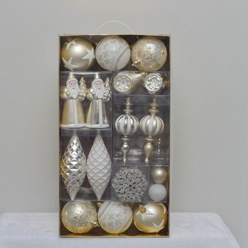 Gold/White Shiny Matt Ball With Paiting In Craft Box-GOON- Home Decoration, Christmas Decoration, Halloween Decor, Harvest Decor, Easter Decor, Thanksgiving Day Decor, Party Decor