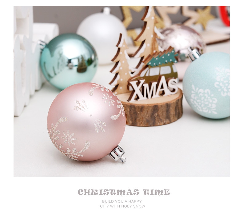S/30 6Cm Pink/Green/White Shiny Matt Ball With Painting In Pvc Tube-GOON- Christmas Decoration, Halloween Decor, Harvest Decor, Easter Decor, Thanksgiving Day Decor, Party Decor