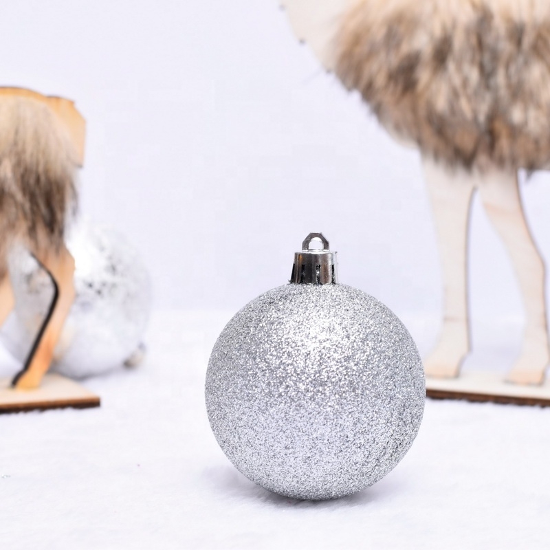 S/12 6Cm Blue/Silver Shiny/Matt/Glitter Ball With Painting In Kraft Box-GOON- Christmas Decoration, Halloween Decor, Harvest Decor, Easter Decor, Thanksgiving Day Decor, Party Decor
