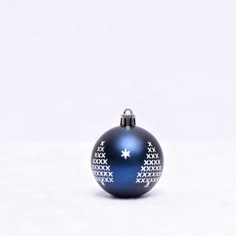 S/12 6Cm Blue/Silver Shiny/Matt/Glitter Ball With Painting In Kraft Box-GOON- Christmas Decoration, Halloween Decor, Harvest Decor, Easter Decor, Thanksgiving Day Decor, Party Decor