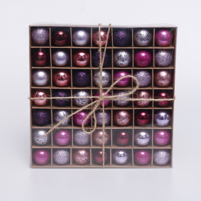 S/49 3Cm Rose/Purple/Silver Shiny/Matt/Mottled Ball In Paper Box-GOON- Christmas Decoration, Halloween Decor, Harvest Decor, Easter Decor, Thanksgiving Day Decor, Party Decor