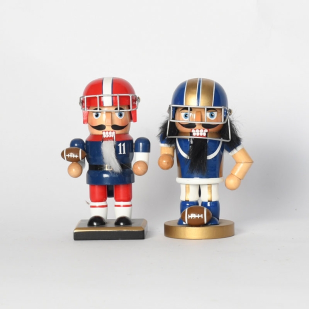 16CM Set of 2 Wooden Nutcracker With Soccer For Home Decoration-GOON- Home Decoration, Christmas Decoration, Halloween Decor, Harvest Decor, Easter Decor, Thanksgiving Day Decor, Party Decor