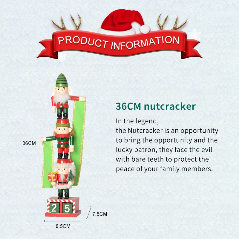 36CM Wood Stack Nutcracker Pattern-GOON- Christmas Decoration, Halloween Decor, Harvest Decor, Easter Decor, Thanksgiving Day Decor, Party Decor
