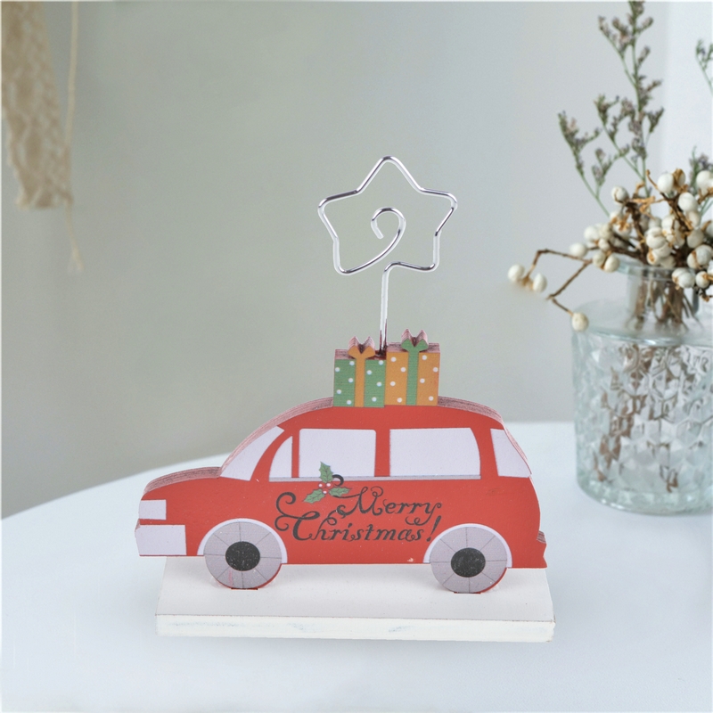 10.5*3*12Cm Red/White Car Figure Note Wood Holder Tabletop Decoration-GOON- Home Decoration, Christmas Decoration, Halloween Decor, Harvest Decor, Easter Decor, Thanksgiving Day Decor, Party Decor