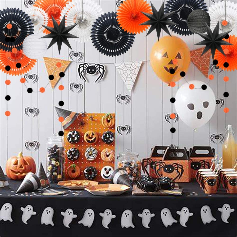Halloween Paper Craft Decorations Kits With Hanging Tissue Paper Fans Circle Garland Paper Lanterns-GOON- Home Decoration, Christmas Decoration, Halloween Decor, Harvest Decor, Easter Decor, Thanksgiving Day Decor, Party Decor
