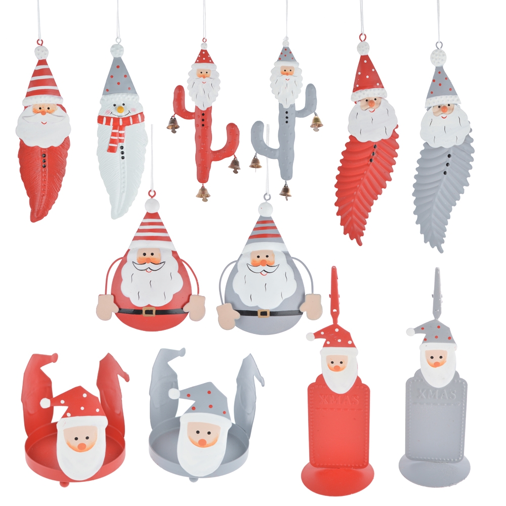 Customized Size Red/Grey Metal Christmas Hanging Santa Figurine Ornaments-GOON- Home Decoration, Christmas Decoration, Halloween Decor, Harvest Decor, Easter Decor, Thanksgiving Day Decor, Party Decor
