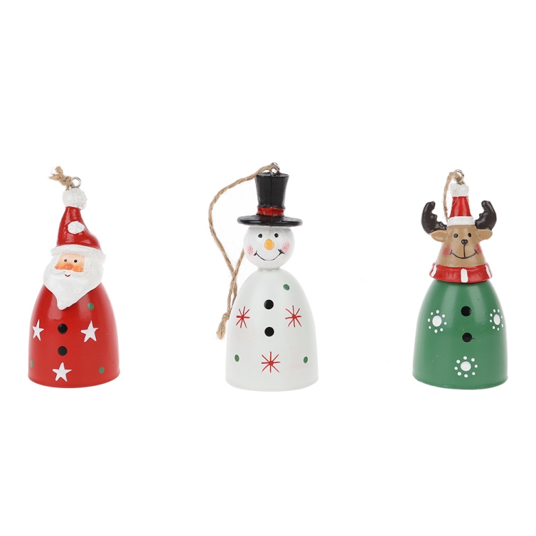 5.5*10Cm Red/Green/White Metal Snowman Deer Santa With Jingle Bell Hanging-GOON- Home Decoration, Christmas Decoration, Halloween Decor, Harvest Decor, Easter Decor, Thanksgiving Day Decor, Party Decor