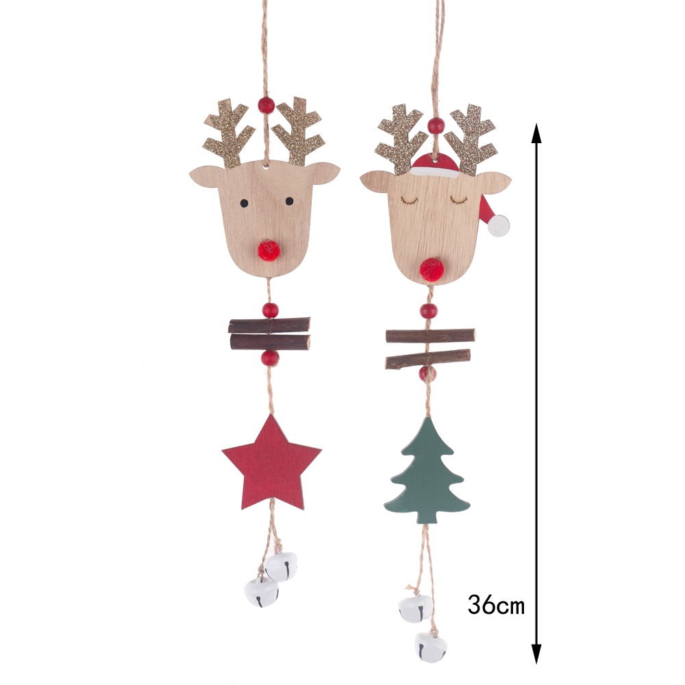 36Cm Red/Green Wood Deer Hanger-GOON- Home Decoration, Christmas Decoration, Halloween Decor, Harvest Decor, Easter Decor, Thanksgiving Day Decor, Party Decor