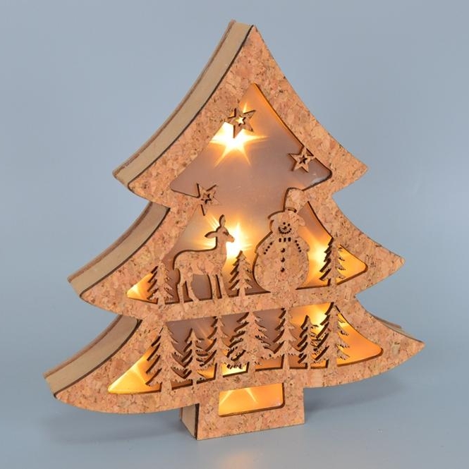 30*30*3Cm Wooden Led Christmas Star Tree With Battery Light-GOON- Home Decoration, Christmas Decoration, Halloween Decor, Harvest Decor, Easter Decor, Thanksgiving Day Decor, Party Decor