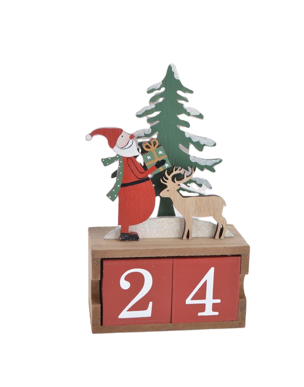 Red/White Wooden House Christmas Advent Calendar With Led Light-GOON- Home Decoration, Christmas Decoration, Halloween Decor, Harvest Decor, Easter Decor, Thanksgiving Day Decor, Party Decor
