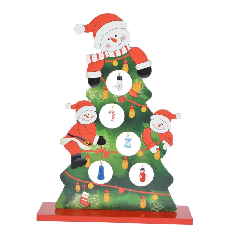 15*20Cm Red/Green Wooden Christmas Diy Tree With Mini Hanging Decoration-GOON- Christmas Decoration, Halloween Decor, Harvest Decor, Easter Decor, Thanksgiving Day Decor, Party Decor