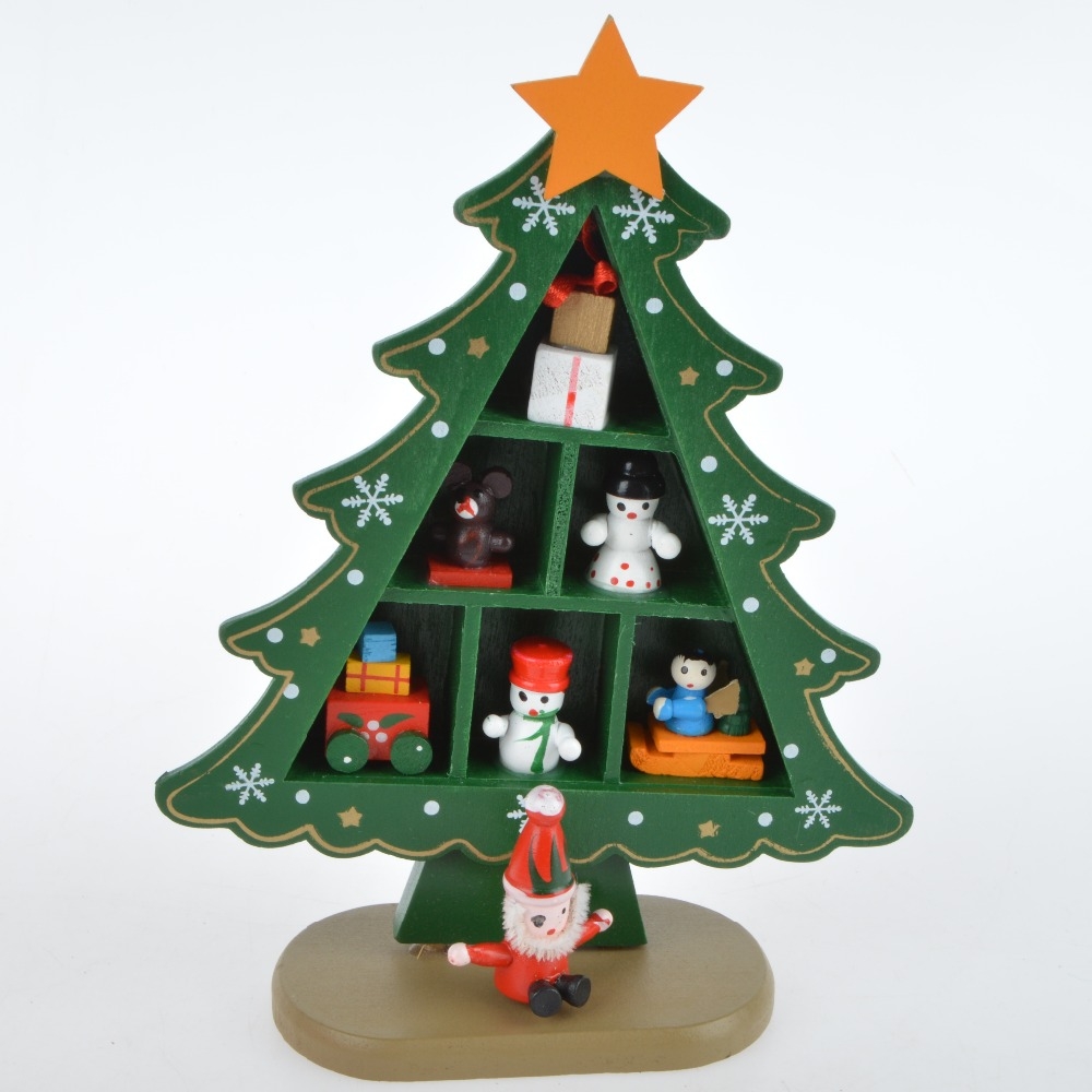 28.5*22*7 Green Diy Wooden Christmas Tree With Miniature-GOON- Christmas Decoration, Halloween Decor, Harvest Decor, Easter Decor, Thanksgiving Day Decor, Party Decor