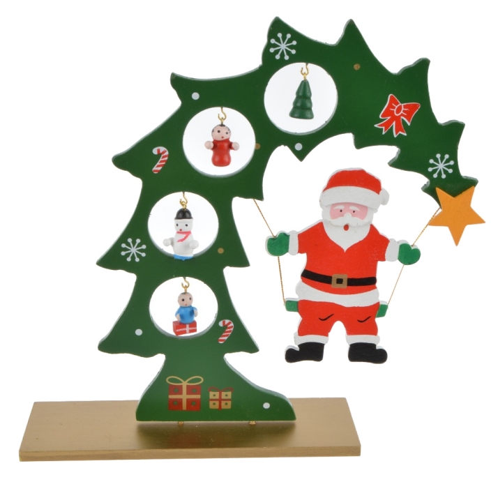 21*21Cm Red/Green Wooden Santa Christmas Standing  Tower Shaped Tree Decoration-GOON- Christmas Decoration, Halloween Decor, Harvest Decor, Easter Decor, Thanksgiving Day Decor, Party Decor