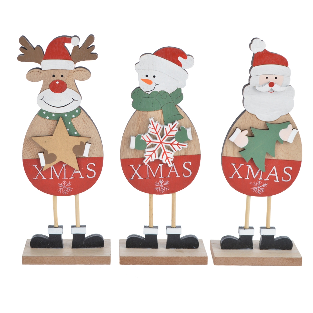 8*4*20Cm Red/Green/White Wooden Santa Snowman Reindeer Standing  Ornament-GOON- Christmas Decoration, Halloween Decor, Harvest Decor, Easter Decor, Thanksgiving Day Decor, Party Decor