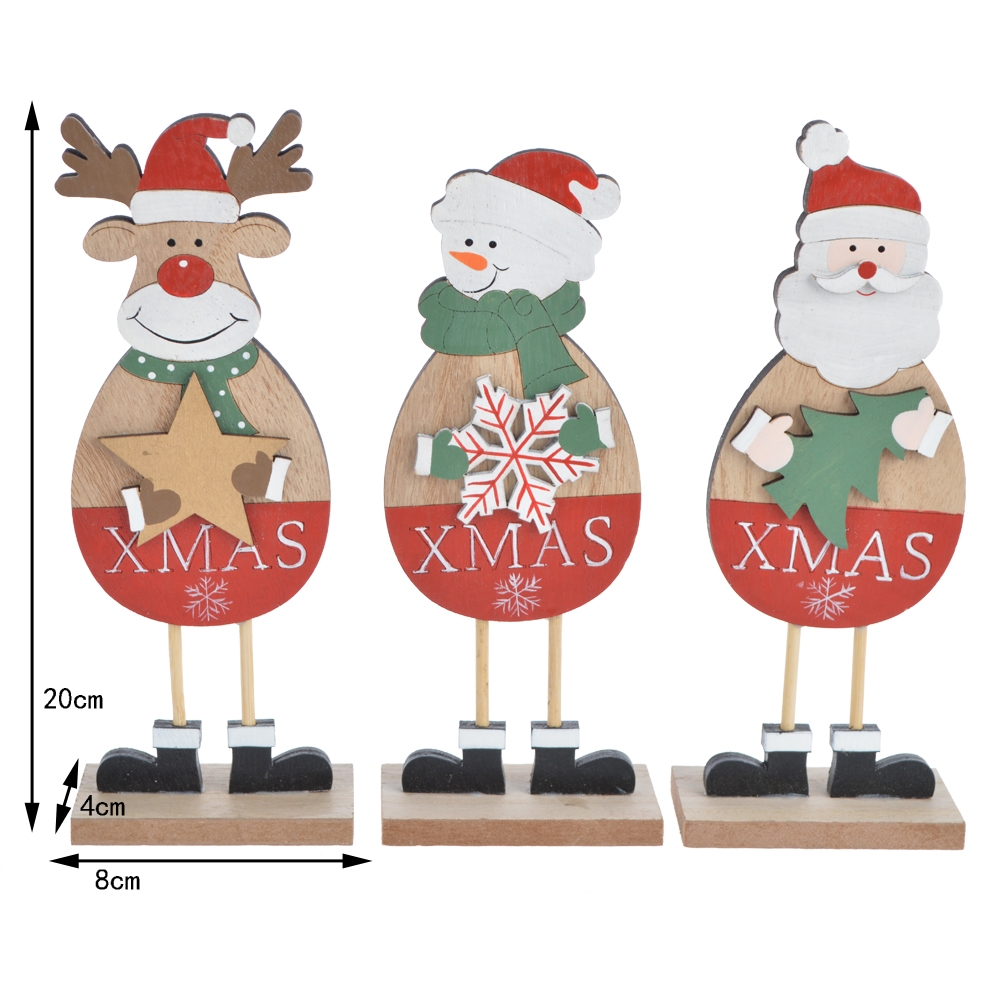 8*4*20Cm Red/Green/White Wooden Santa Snowman Reindeer Standing  Ornament-GOON- Christmas Decoration, Halloween Decor, Harvest Decor, Easter Decor, Thanksgiving Day Decor, Party Decor