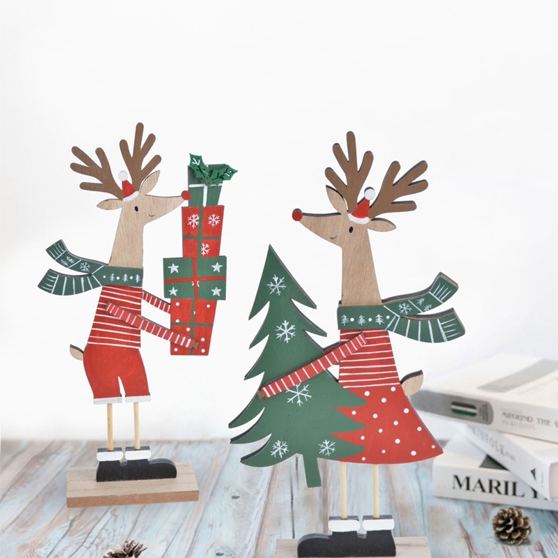 7*4*13Cm Grey/White Wooden Alpaca Family With Jingle Bell Decoration-GOON- Christmas Decoration, Halloween Decor, Harvest Decor, Easter Decor, Thanksgiving Day Decor, Party Decor
