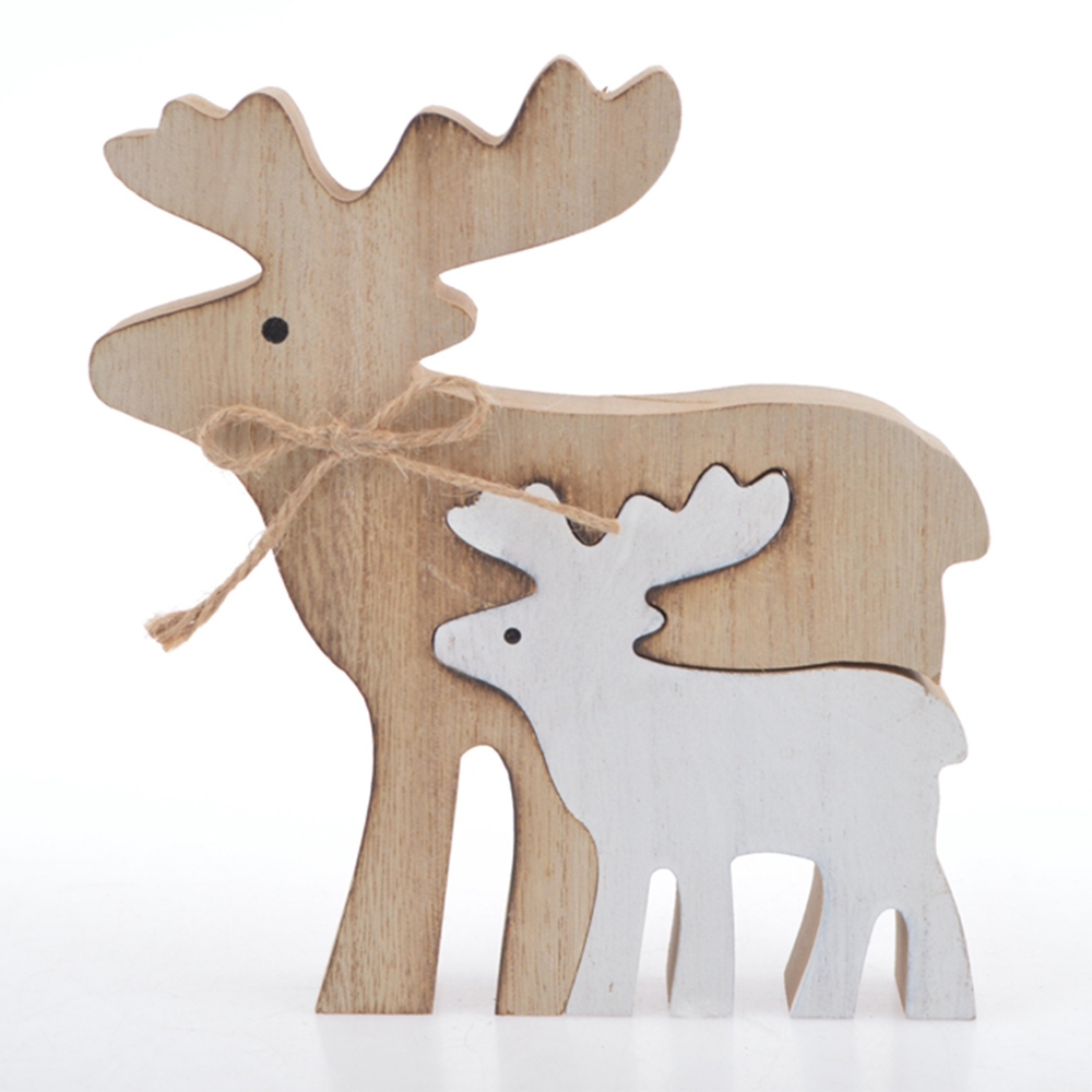 8*5*16Cm Natural/ White Woodenn With Flet Standing  Reindeer Table Decoration-GOON- Christmas Decoration, Halloween Decor, Harvest Decor, Easter Decor, Thanksgiving Day Decor, Party Decor