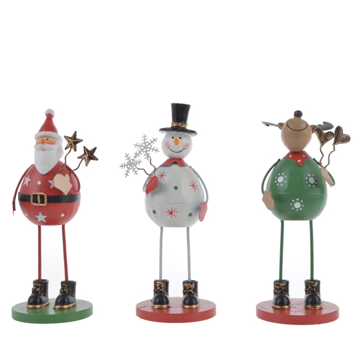 6*16Cm Red/Green/Grey Metal  Standing Snowman Santa Reindeer Shape Craft Decoration-GOON- Christmas Decoration, Halloween Decor, Harvest Decor, Easter Decor, Thanksgiving Day Decor, Party Decor