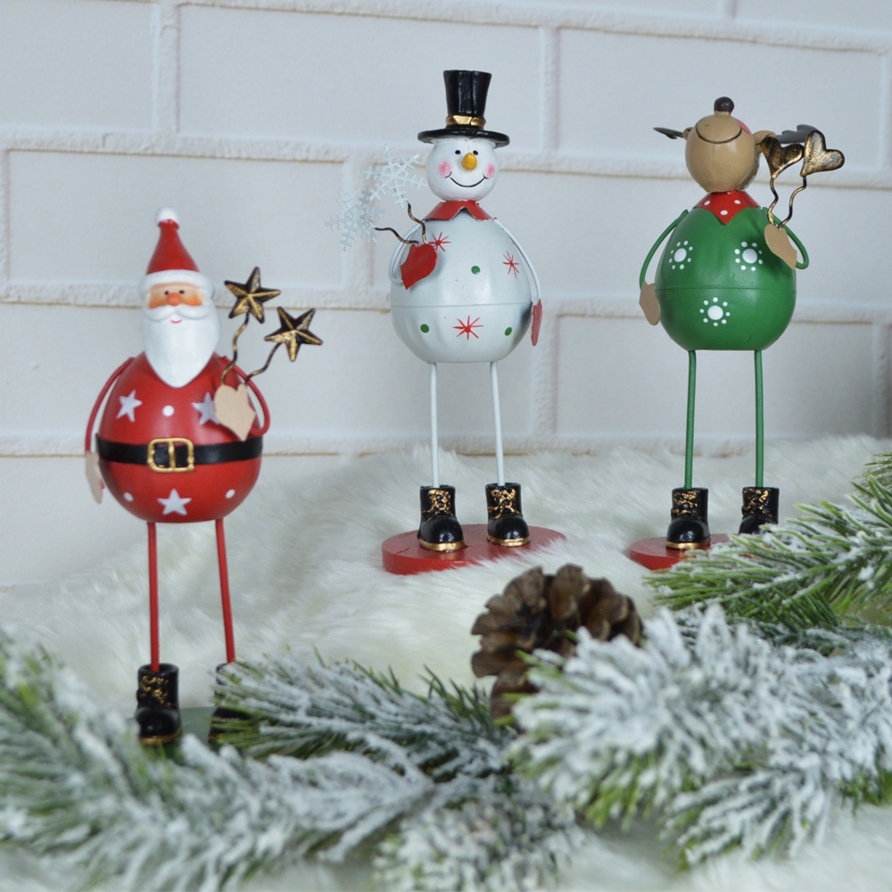 6*16Cm Red/Green/Grey Metal  Standing Snowman Santa Reindeer Shape Craft Decoration-GOON- Christmas Decoration, Halloween Decor, Harvest Decor, Easter Decor, Thanksgiving Day Decor, Party Decor