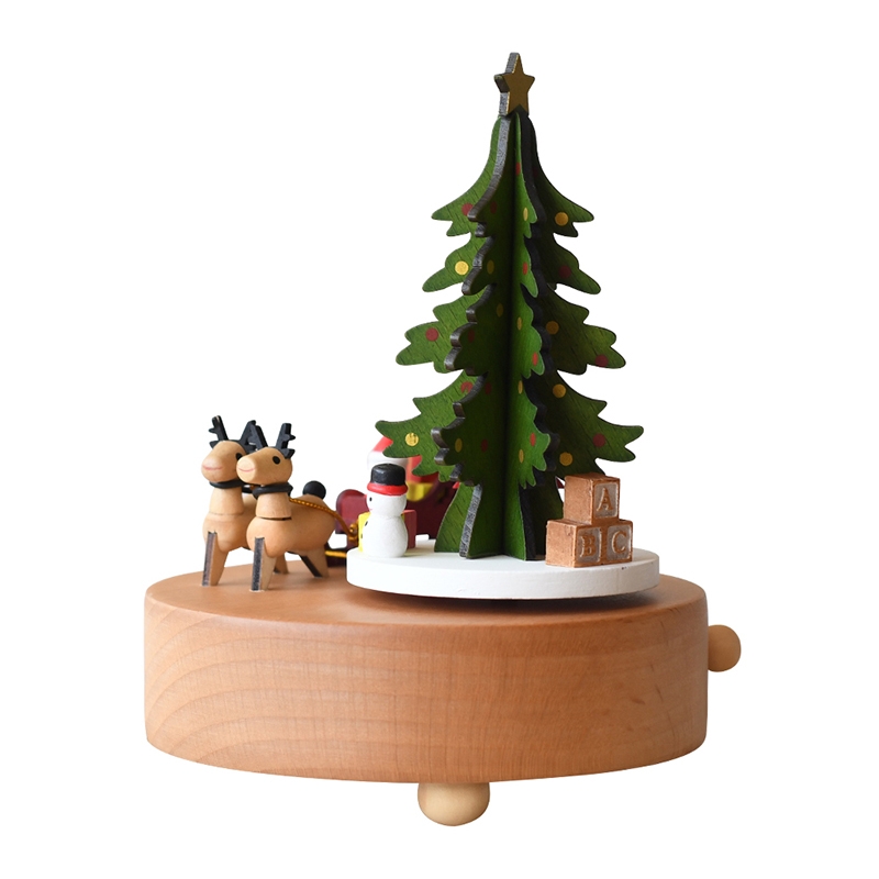 11x11x14.5CM Wooden Fawn Christmas Tree Music Box-GOON- Home Decoration, Christmas Decoration, Halloween Decor, Harvest Decor, Easter Decor, Thanksgiving Day Decor, Party Decor
