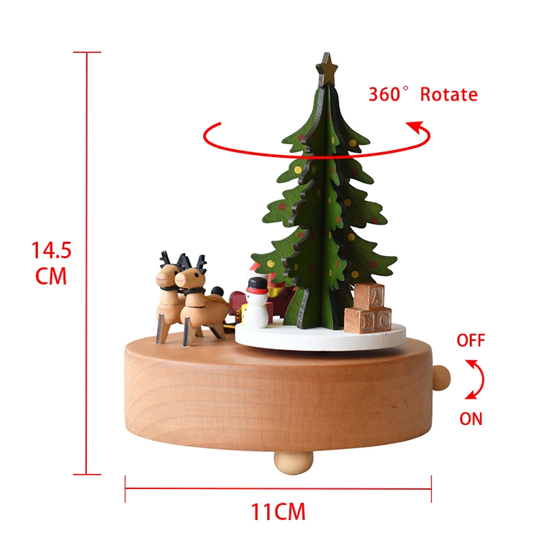 11x11x14.5CM Wooden Fawn Christmas Tree Music Box-GOON- Home Decoration, Christmas Decoration, Halloween Decor, Harvest Decor, Easter Decor, Thanksgiving Day Decor, Party Decor