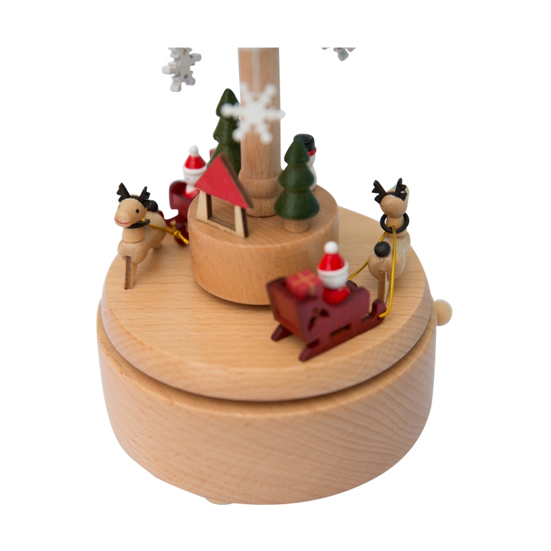 11x11x17CM Christmas Snowflake Santa Claus Rotating Wooden Music Box-GOON- Home Decoration, Christmas Decoration, Halloween Decor, Harvest Decor, Easter Decor, Thanksgiving Day Decor, Party Decor