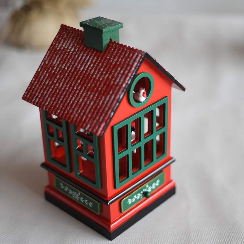 Red Wooden House Christmas Wooden Music box-GOON- Home Decoration, Christmas Decoration, Halloween Decor, Harvest Decor, Easter Decor, Thanksgiving Day Decor, Party Decor