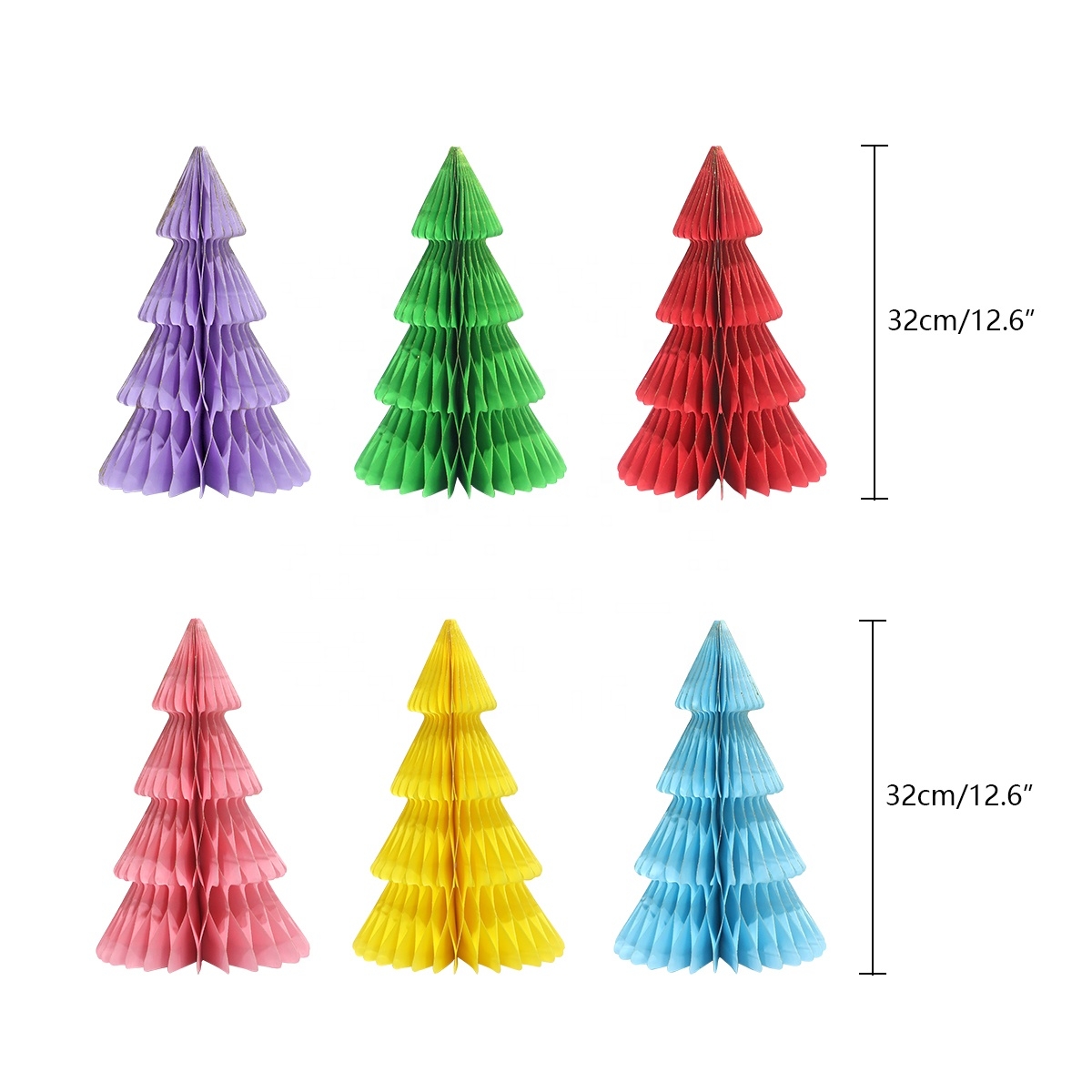 32Cm Colorful Christmas Paper Tree Decorations With String Ornament Honeycomb-GOON- Home Decoration, Christmas Decoration, Halloween Decor, Harvest Decor, Easter Decor, Thanksgiving Day Decor, Party Decor