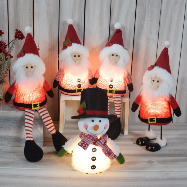 11 Inch Red/White Christmas  Sitting Snowman Table Doll Decoration With Led Light-GOON- Home Decoration, Christmas Decoration, Halloween Decor, Harvest Decor, Easter Decor, Thanksgiving Day Decor, Party Decor