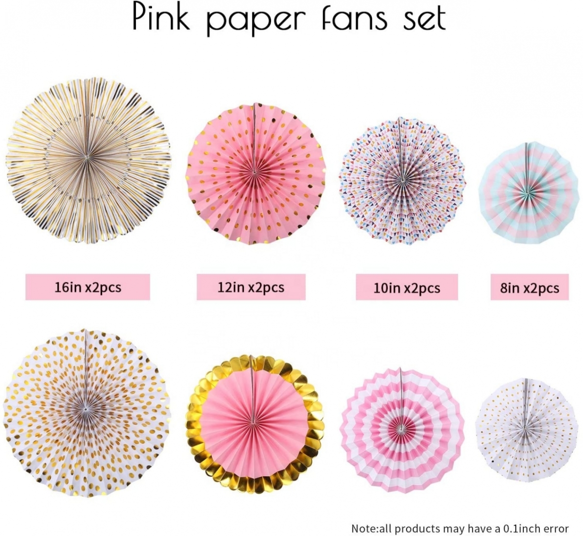 8/10/12/16 Inch Pink Party Hanging Paper Fans Decoration Set-GOON- Home Decoration, Christmas Decoration, Halloween Decor, Harvest Decor, Easter Decor, Thanksgiving Day Decor, Party Decor