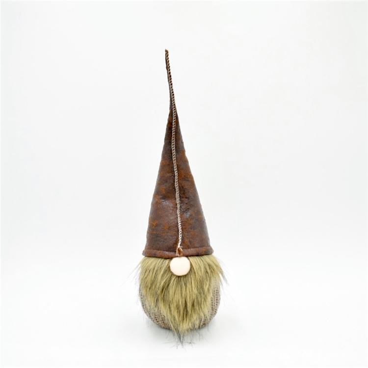 Brown/White 16*13*54Cm Sitting Nordic Elf Swedish Tomte Gnomes With Leather Hat-GOON- Christmas Decoration, Halloween Decor, Harvest Decor, Easter Decor, Thanksgiving Day Decor, Party Decor
