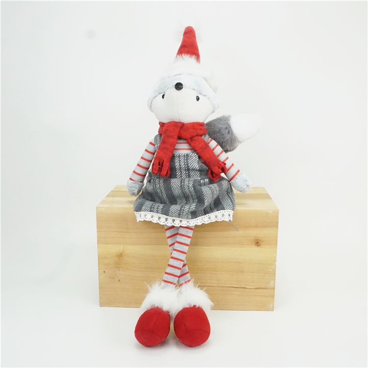 Red/Grey/White Stuffed Sitting Fox Animal Christmas Fabric Dolls-GOON- Christmas Decoration, Halloween Decor, Harvest Decor, Easter Decor, Thanksgiving Day Decor, Party Decor
