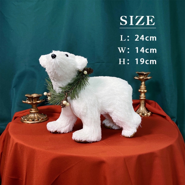 24*14*20CM White Plush Handmade Polar Bear Animal Figurines-GOON- Home Decoration, Christmas Decoration, Halloween Decor, Harvest Decor, Easter Decor, Thanksgiving Day Decor, Party Decor