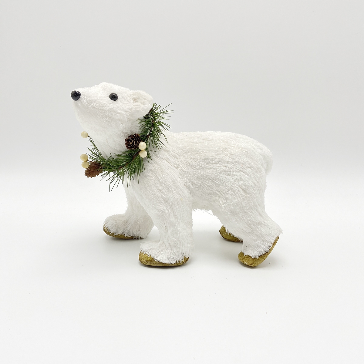 24*14*20CM White Plush Handmade Polar Bear Animal Figurines-GOON- Home Decoration, Christmas Decoration, Halloween Decor, Harvest Decor, Easter Decor, Thanksgiving Day Decor, Party Decor