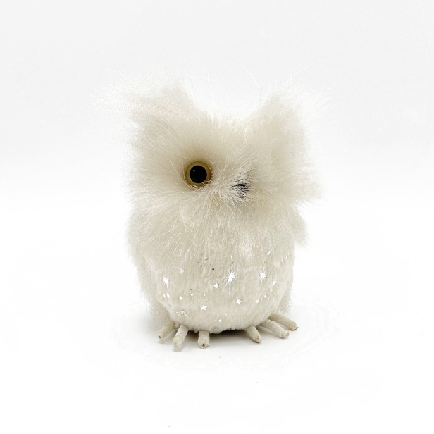 12*10*16CM White Feathered Owl Figurine Toy-GOON- Home Decoration, Christmas Decoration, Halloween Decor, Harvest Decor, Easter Decor, Thanksgiving Day Decor, Party Decor