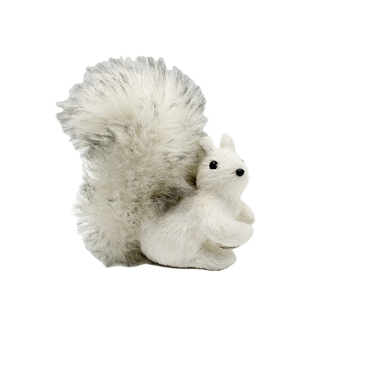 16*8*17CM White Plush And Fluffy Squirrel Animal Figurines-GOON- Christmas Decoration, Halloween Decor, Harvest Decor, Easter Decor, Thanksgiving Day Decor, Party Decor