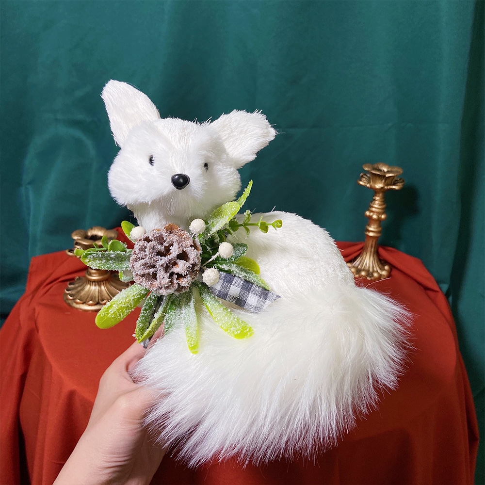 17*16*24CM Artificial Fox Tabletop Cute Animal Ornament-GOON- Christmas Decoration, Halloween Decor, Harvest Decor, Easter Decor, Thanksgiving Day Decor, Party Decor