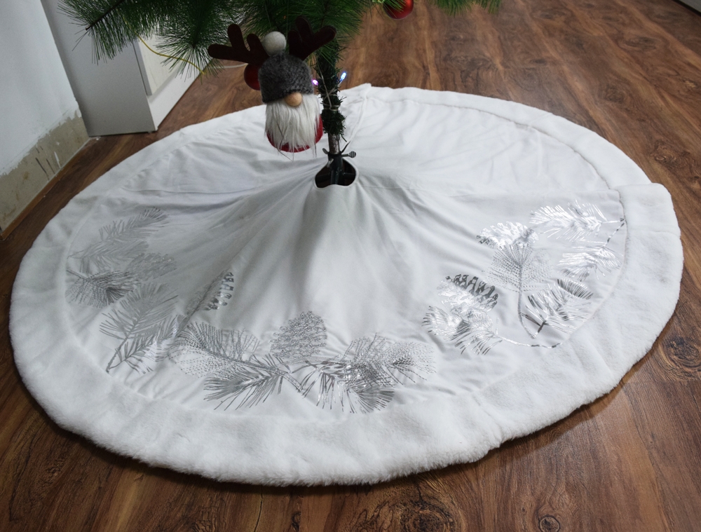 120*120Cm Silver/White Christmas Tree Skirt Decoration-GOON- Home Decoration, Christmas Decoration, Halloween Decor, Harvest Decor, Easter Decor, Thanksgiving Day Decor, Party Decor